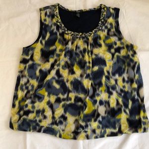 Cute Alfani blue/yellow watercolor braid blouse 2X